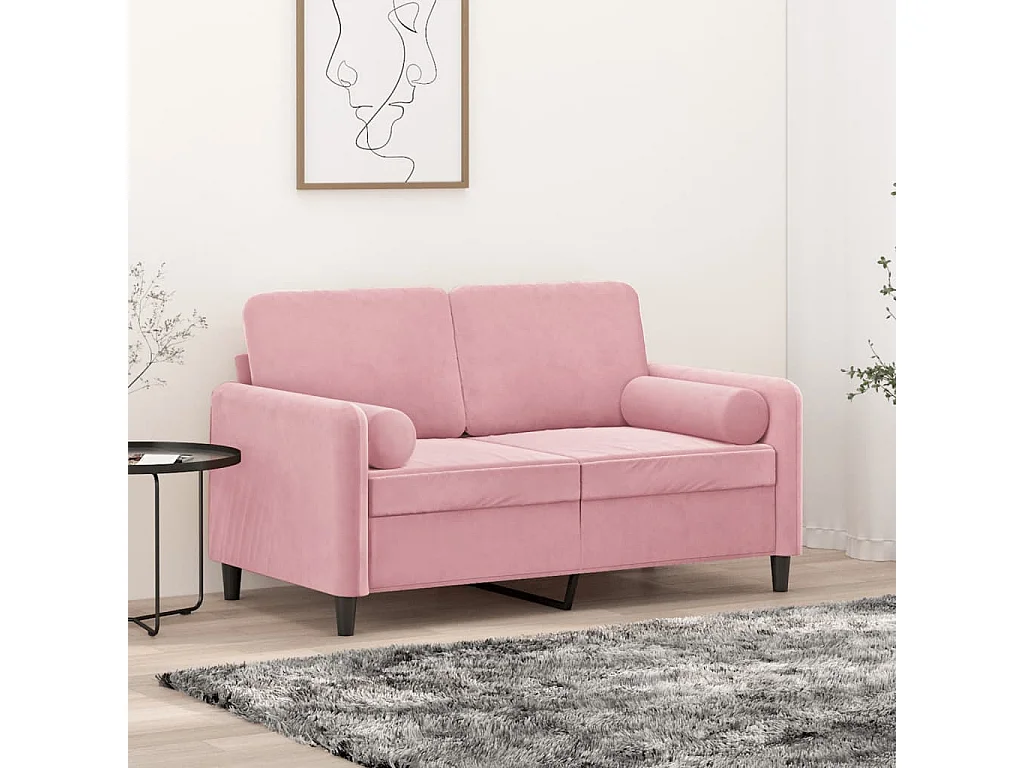 2-Sitzer-Sofa mit dekorativen Kissen rosa 120 cm Samt