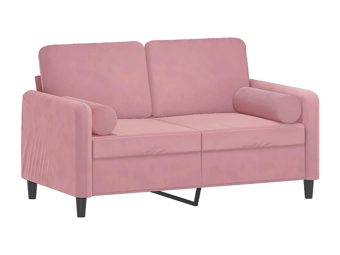 2-Sitzer-Sofa mit dekorativen Kissen rosa 120 cm Samt