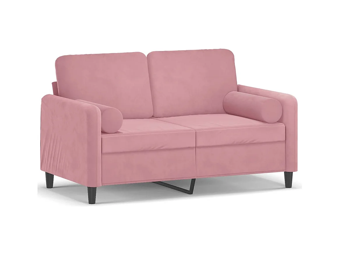 Canapé 2 places avec oreillers décoratifs rose 120 cm velours