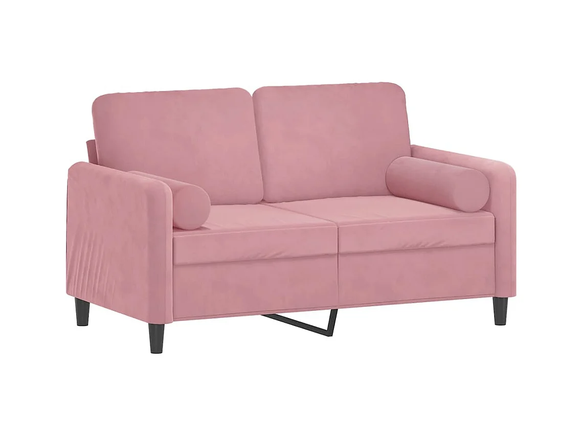 Canapé 2 places avec oreillers décoratifs rose 120 cm velours