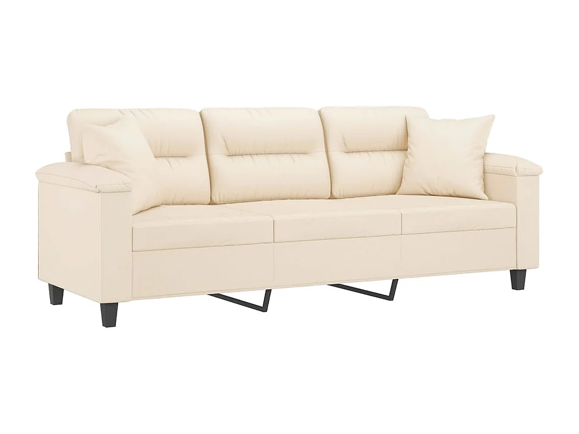 3-zitsbank met beige kussens 180 cm microvezelstof