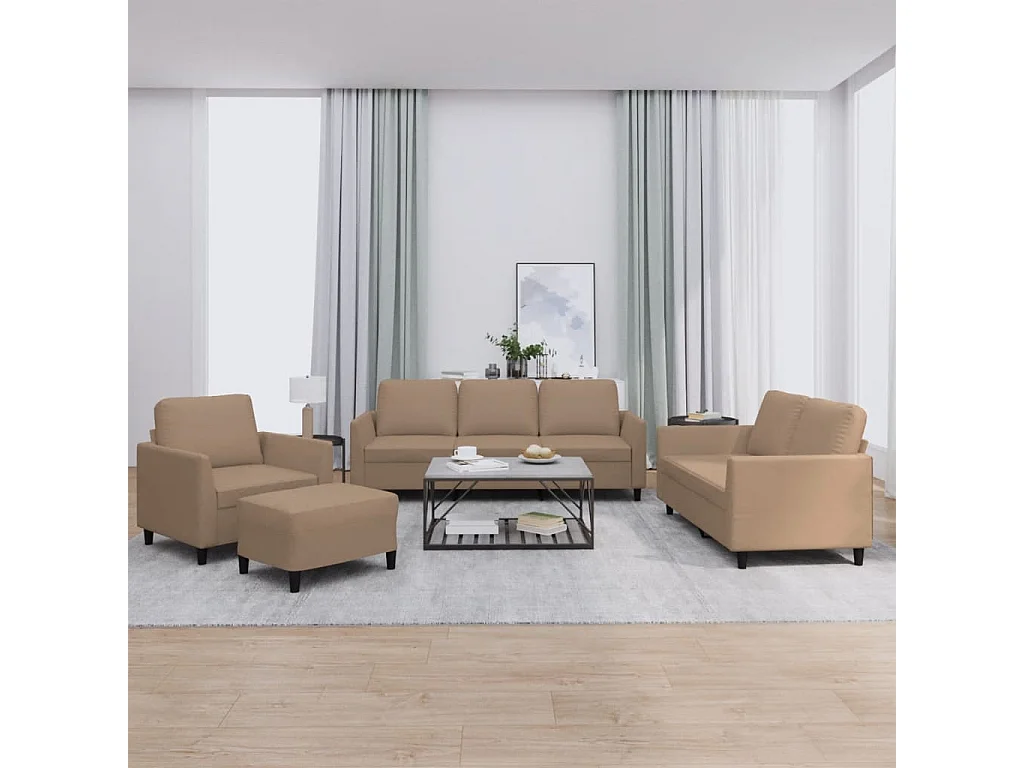 Ensemble de canapés 4 pcs avec coussins Cappuccino Similicuir