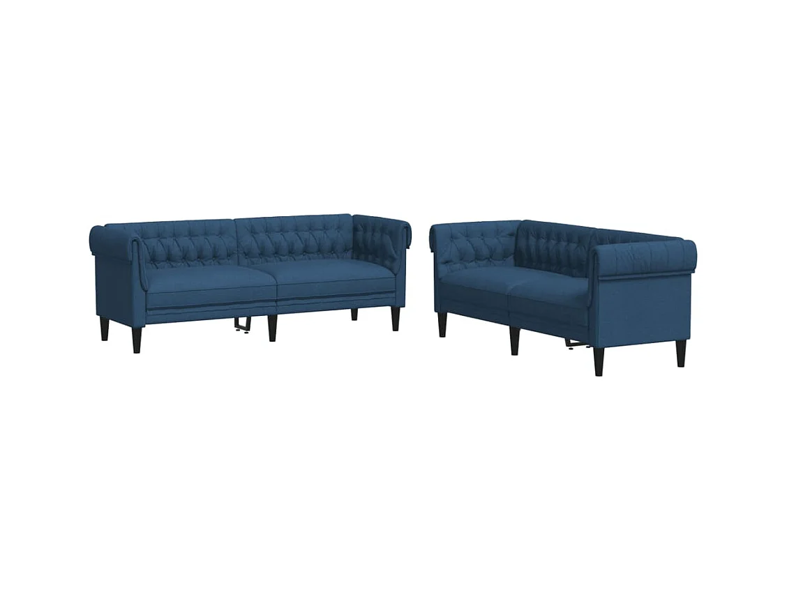 Set divano 2 pezzi tessuto blu