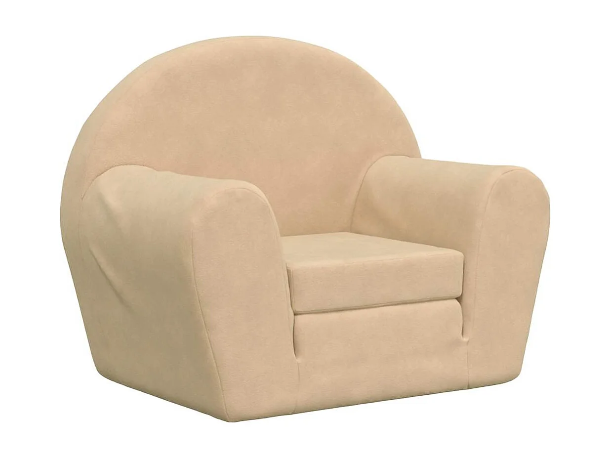 Sofá-cama infantil creme pelúcia macia