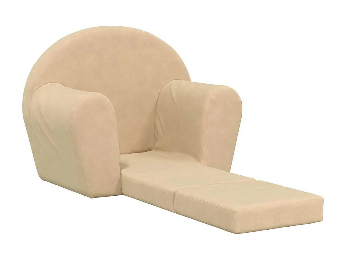 Sofá-cama infantil creme pelúcia macia