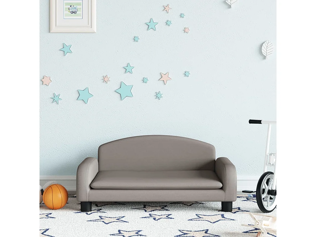 Divano per bambini in tessuto tortora 70x45x30 cm