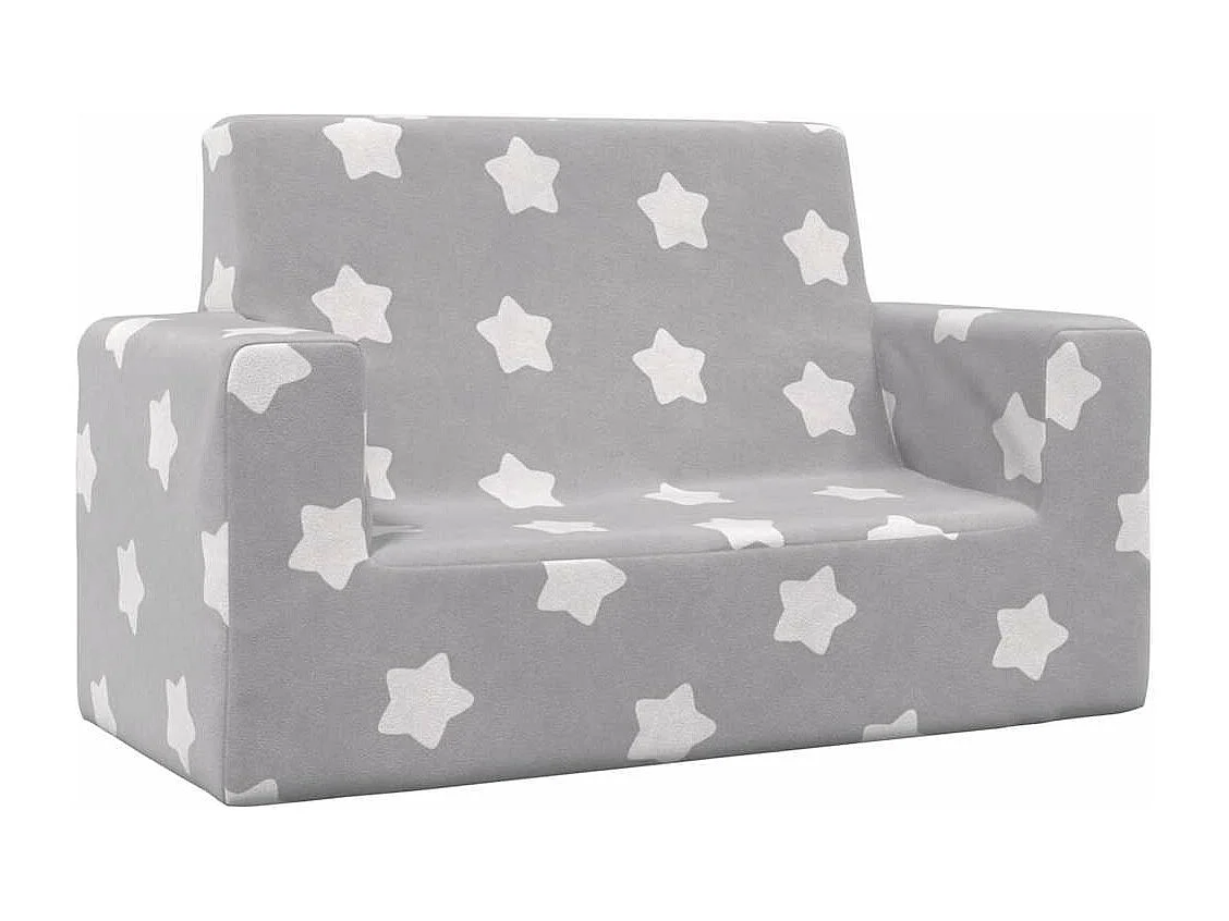 Divano per bambini a 2 posti grigio chiaro stelle morbido peluche