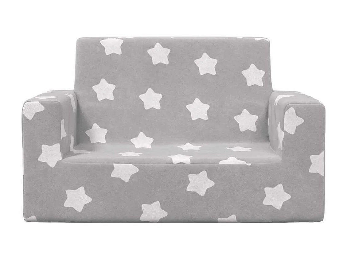 Divano per bambini a 2 posti grigio chiaro stelle morbido peluche