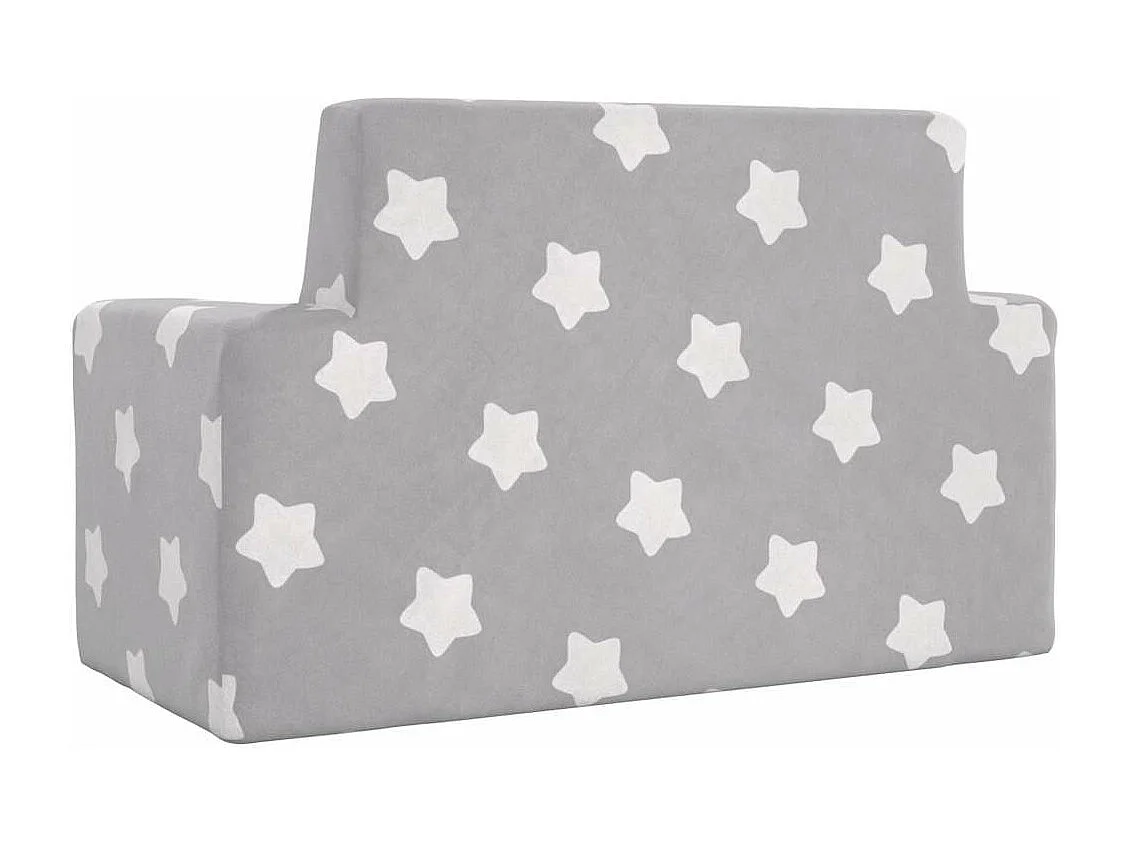Divano per bambini a 2 posti grigio chiaro stelle morbido peluche