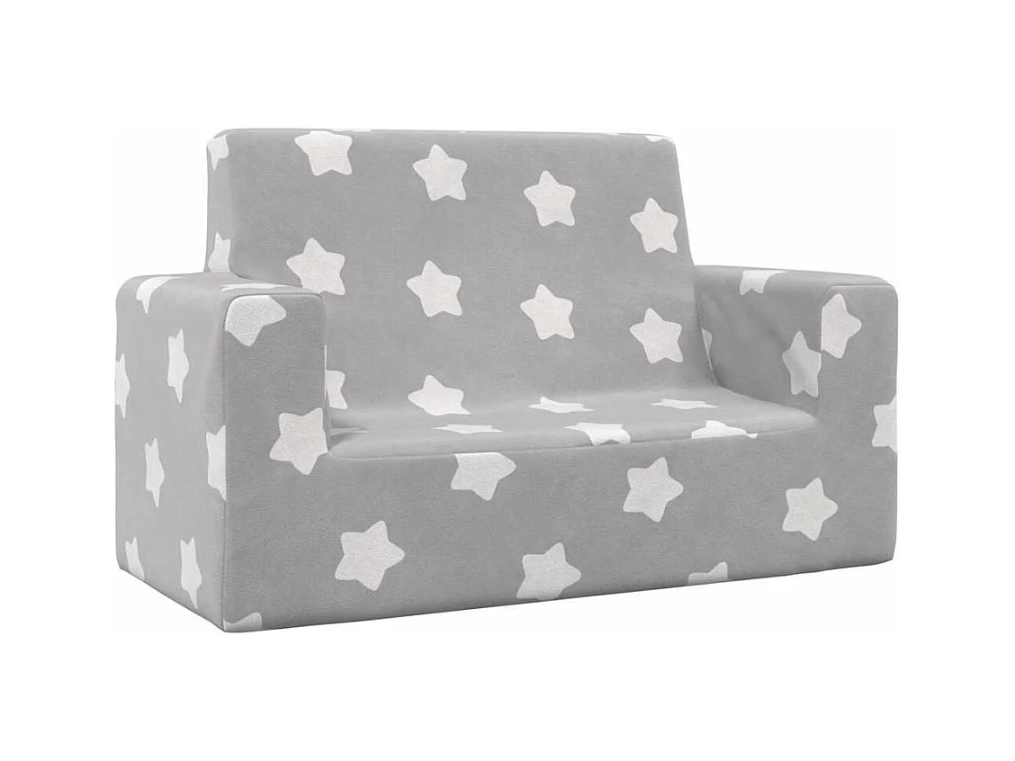 Canapé pour enfants à 2 places Gris clair étoiles Peluche douce