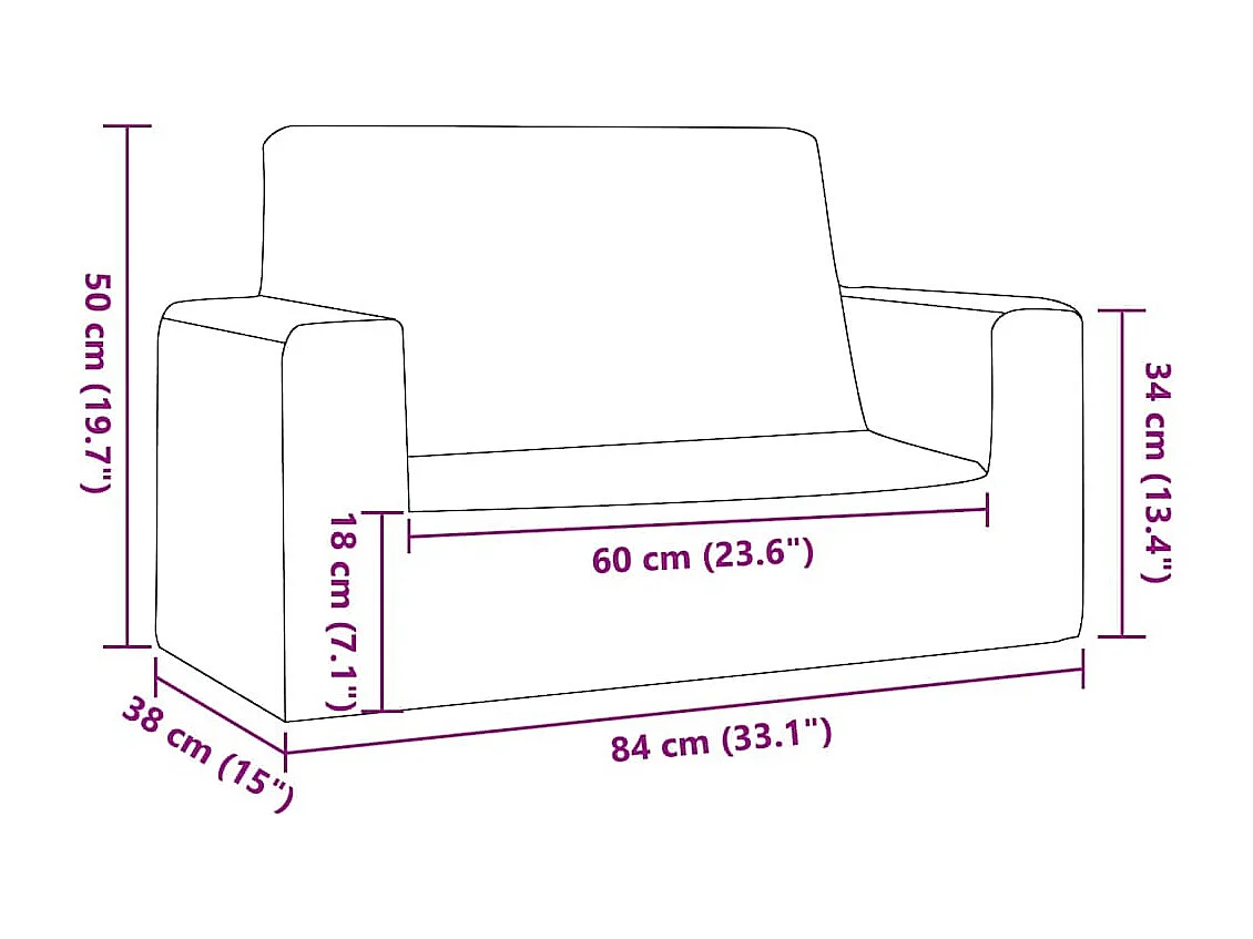Divano per bambini a 2 posti grigio chiaro stelle morbido peluche