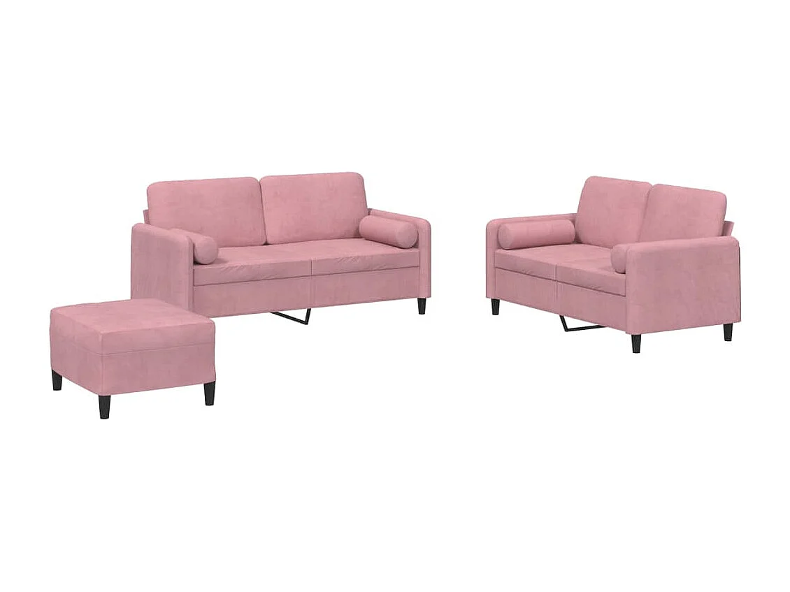 Ensemble de canapés 3 pcs avec coussins rose velours