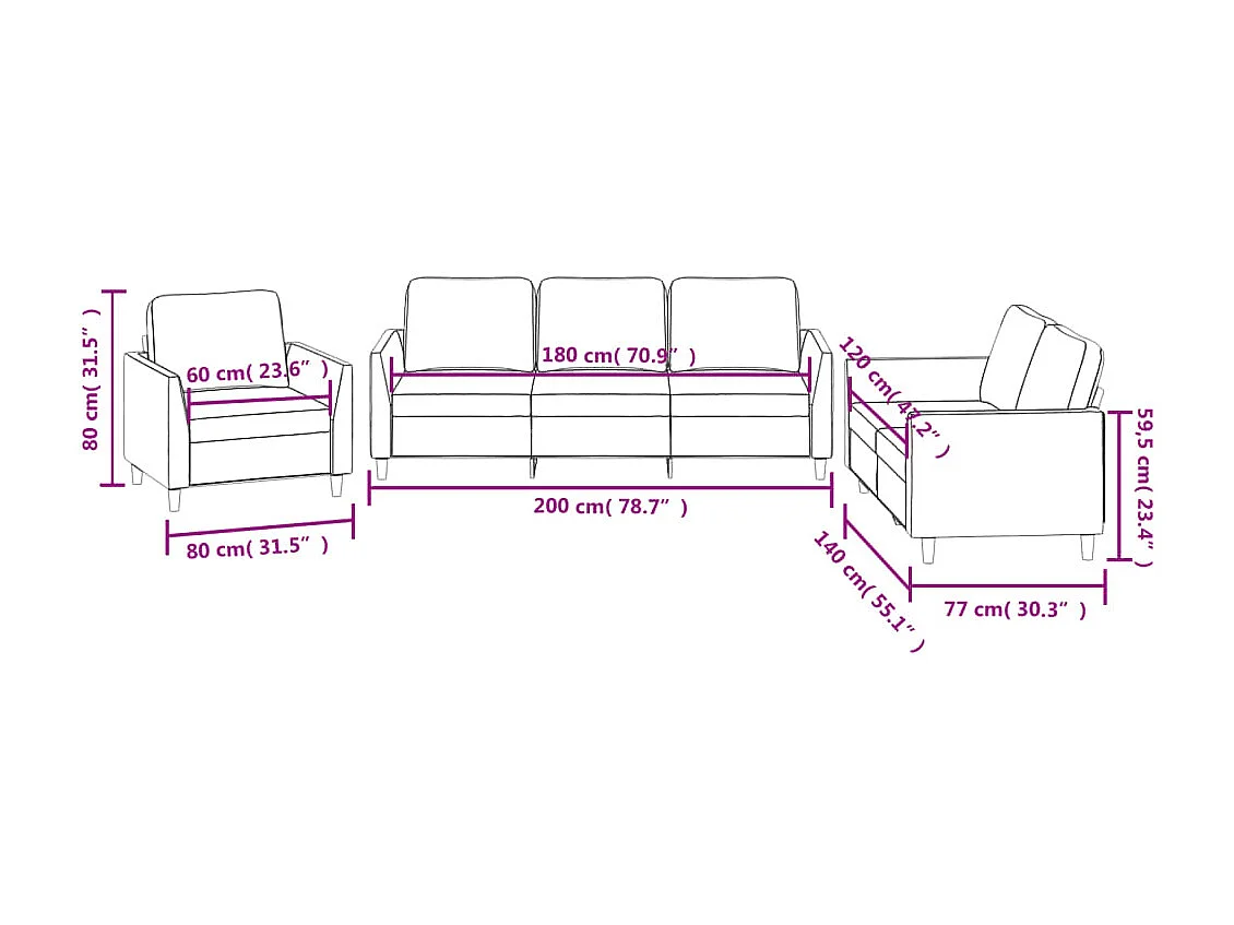 Ensemble de canapés 3 pcs et coussins Rouge bordeaux Similicuir