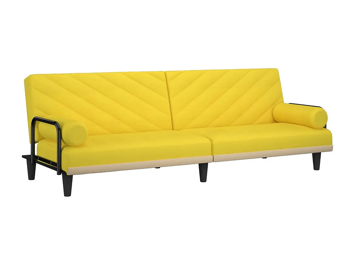 Divano letto con braccioli tessuto giallo chiaro
