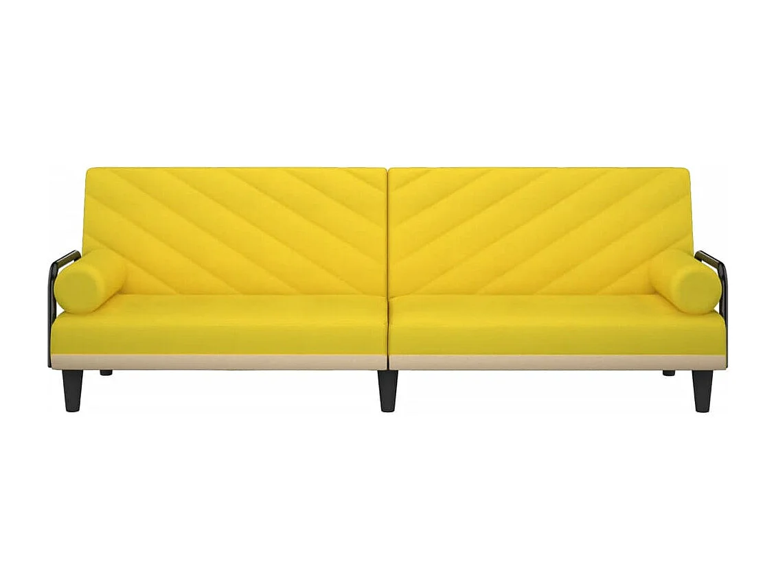 Divano letto con braccioli tessuto giallo chiaro