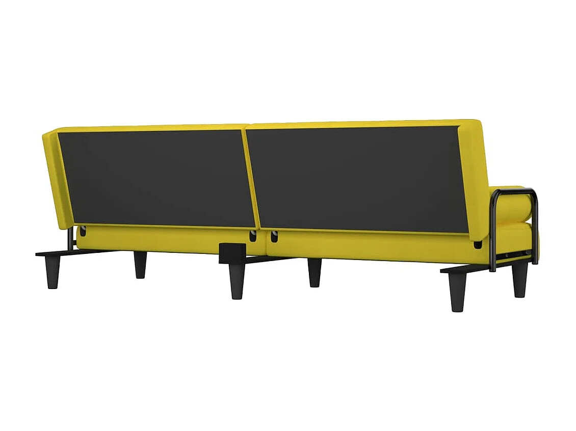 Divano letto con braccioli tessuto giallo chiaro