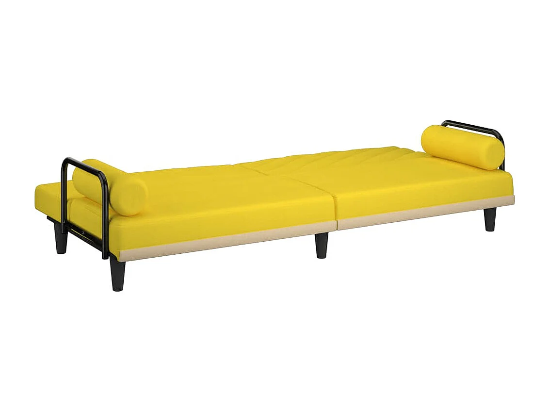 Divano letto con braccioli tessuto giallo chiaro