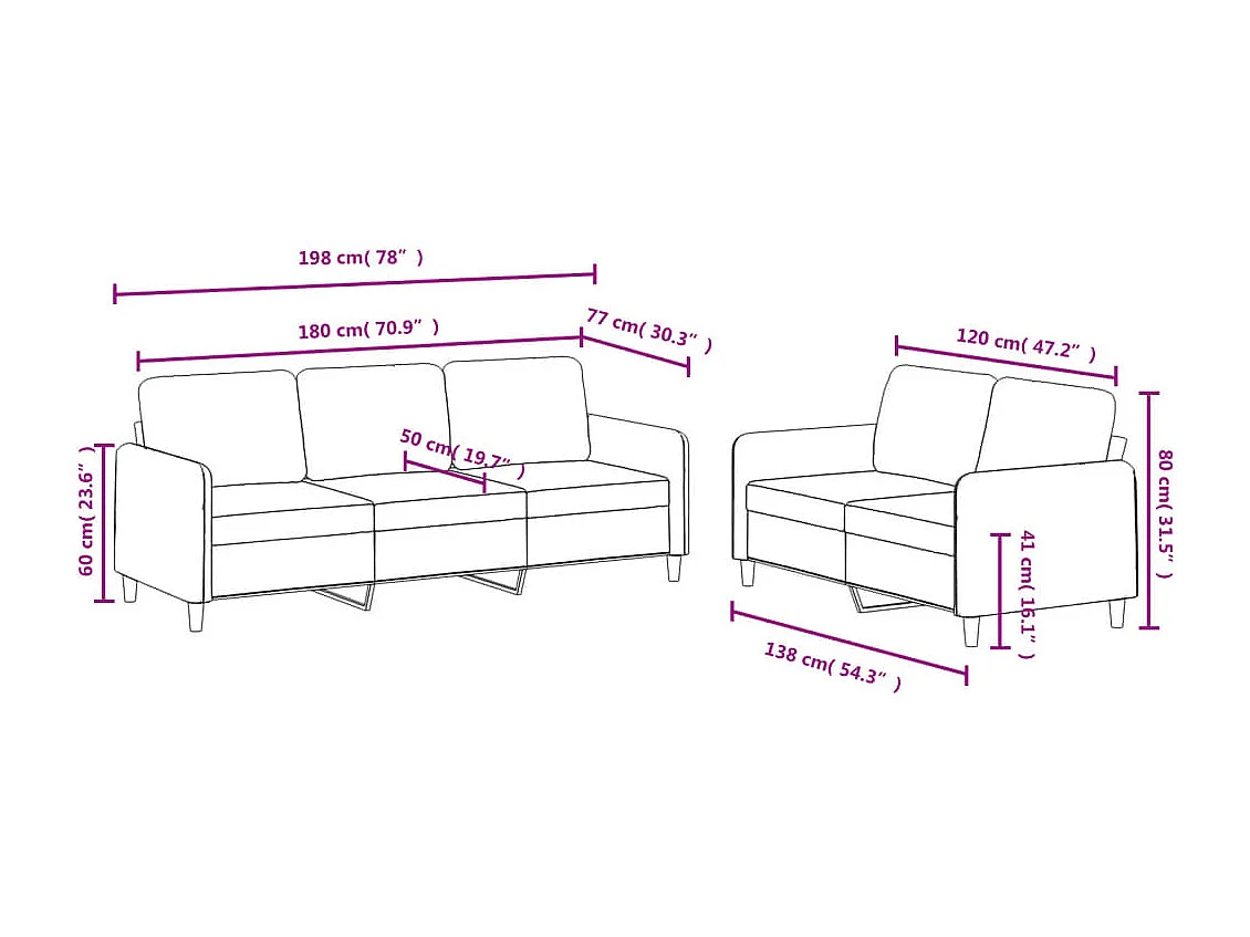 Set divano 2 pezzi in velluto rosa