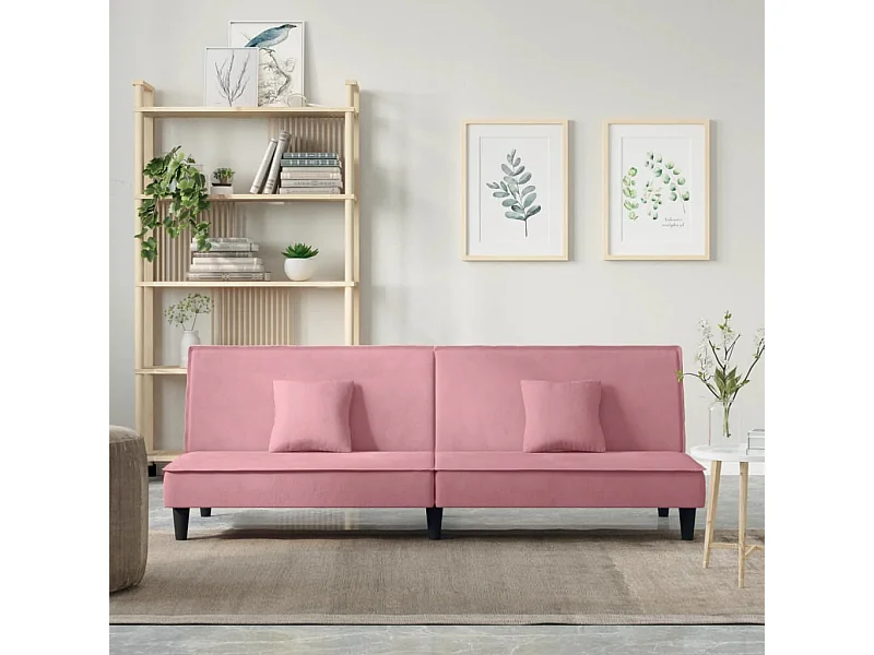 Sofá cama de terciopelo rosa