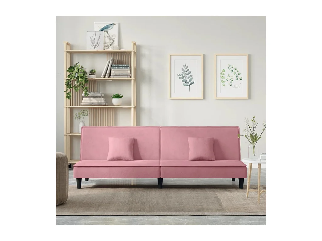 Sofá cama de terciopelo rosa