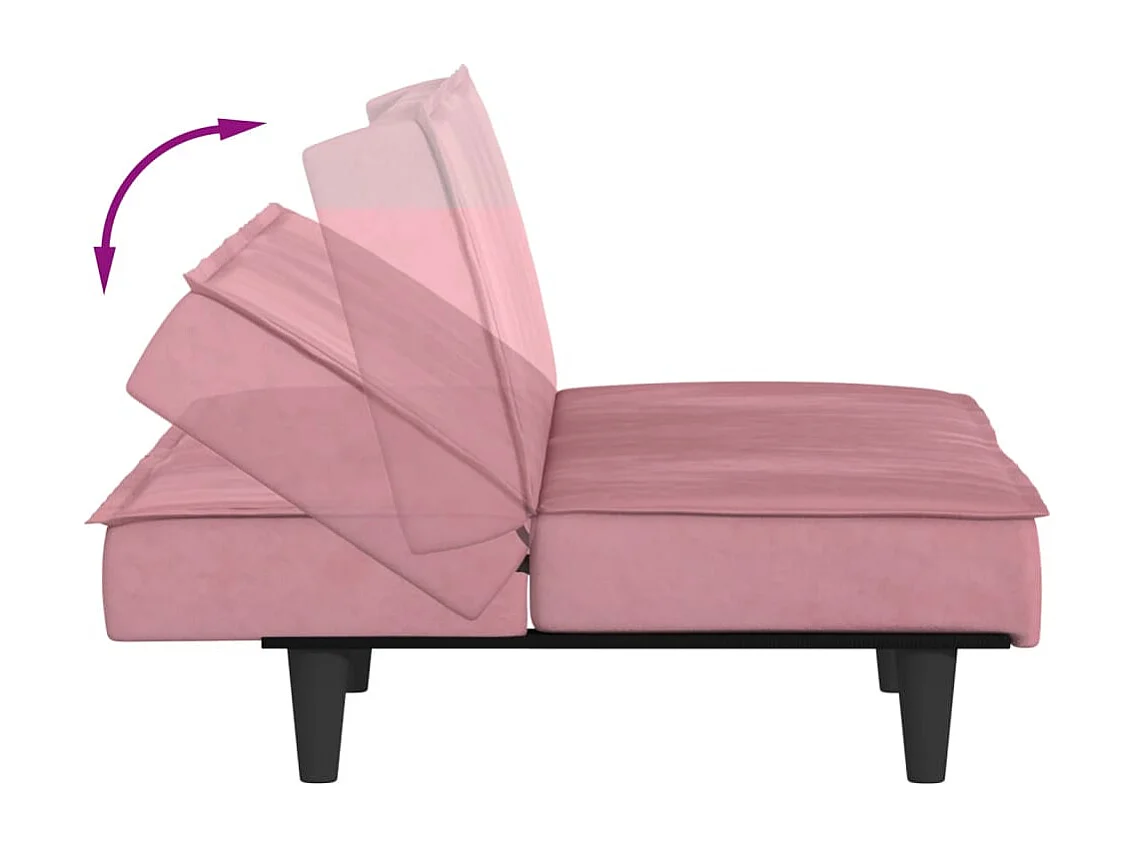 Sofá cama de veludo rosa