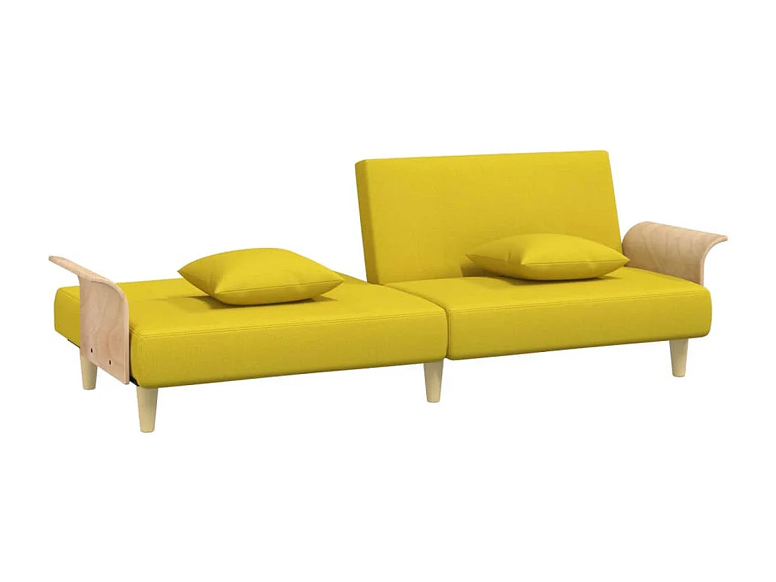 Canapé-lit avec accoudoirs jaune clair tissu