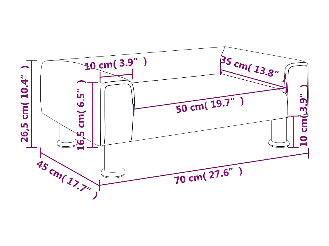Divano per bambini crema 70x45x26,5 cm velluto