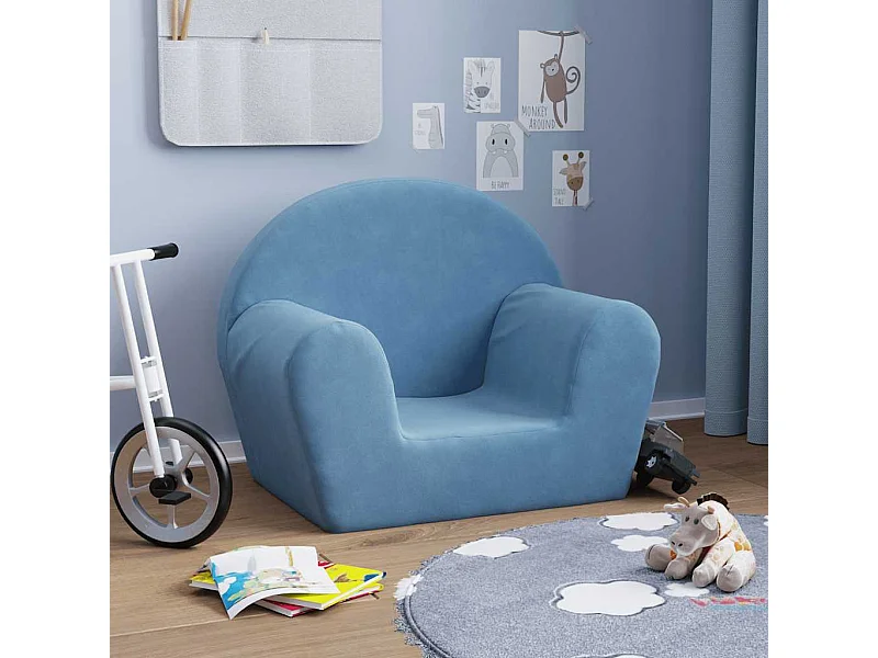 Sofá infantil de pelúcia azul macio