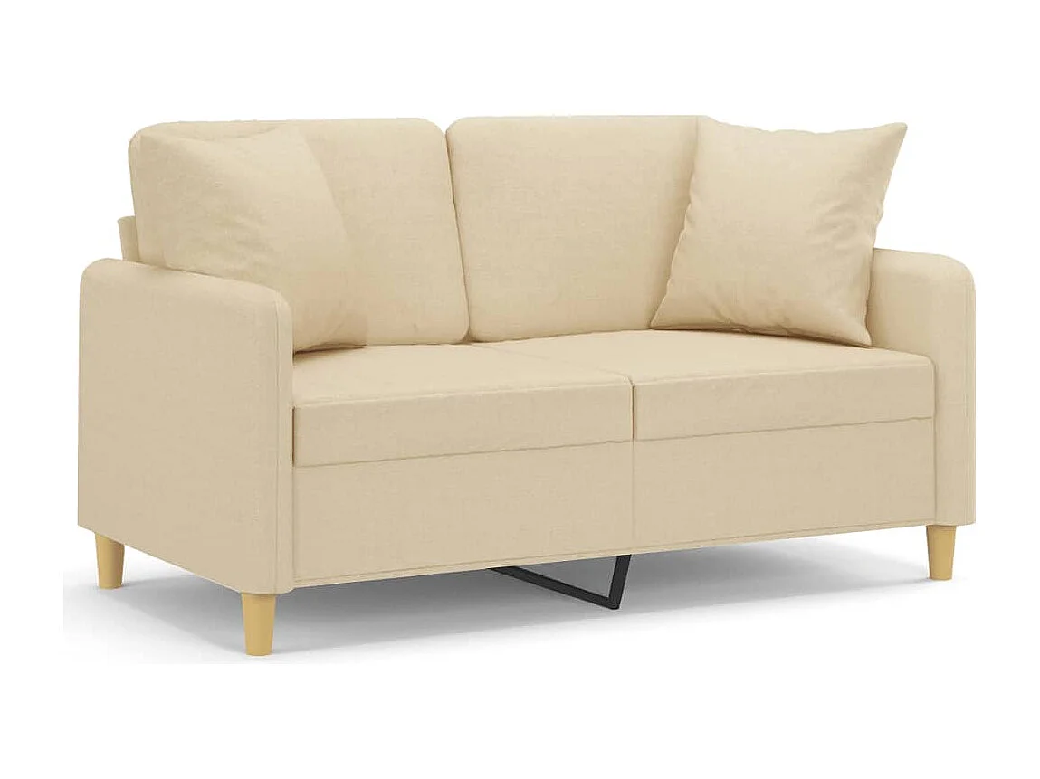 2-zitsbank met sierkussens crème 120 cm stof