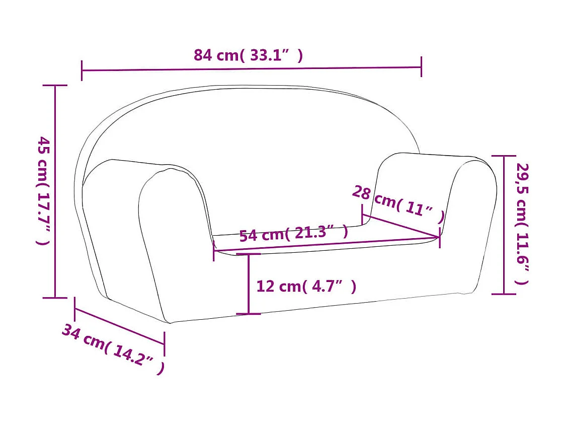 Sofá infantil 2 lugares cinza claro com estrelas de pelúcia macias