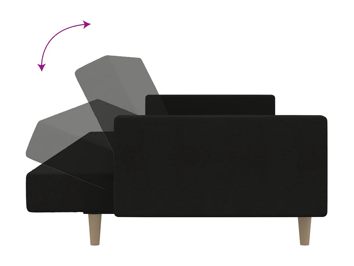 Canapé-lit à 2 places noir tissu