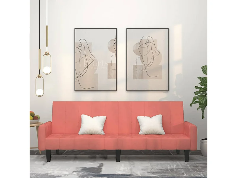 Divano letto 2 posti in velluto rosa