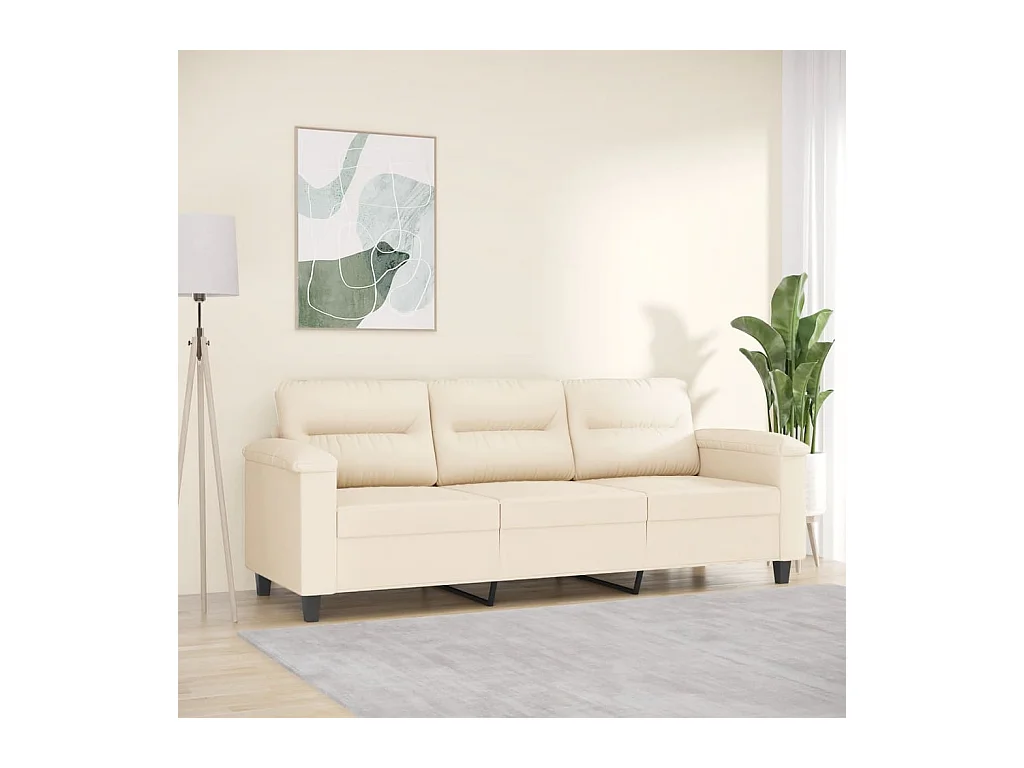 Canapé à 3 places Beige 180 cm Tissu microfibre