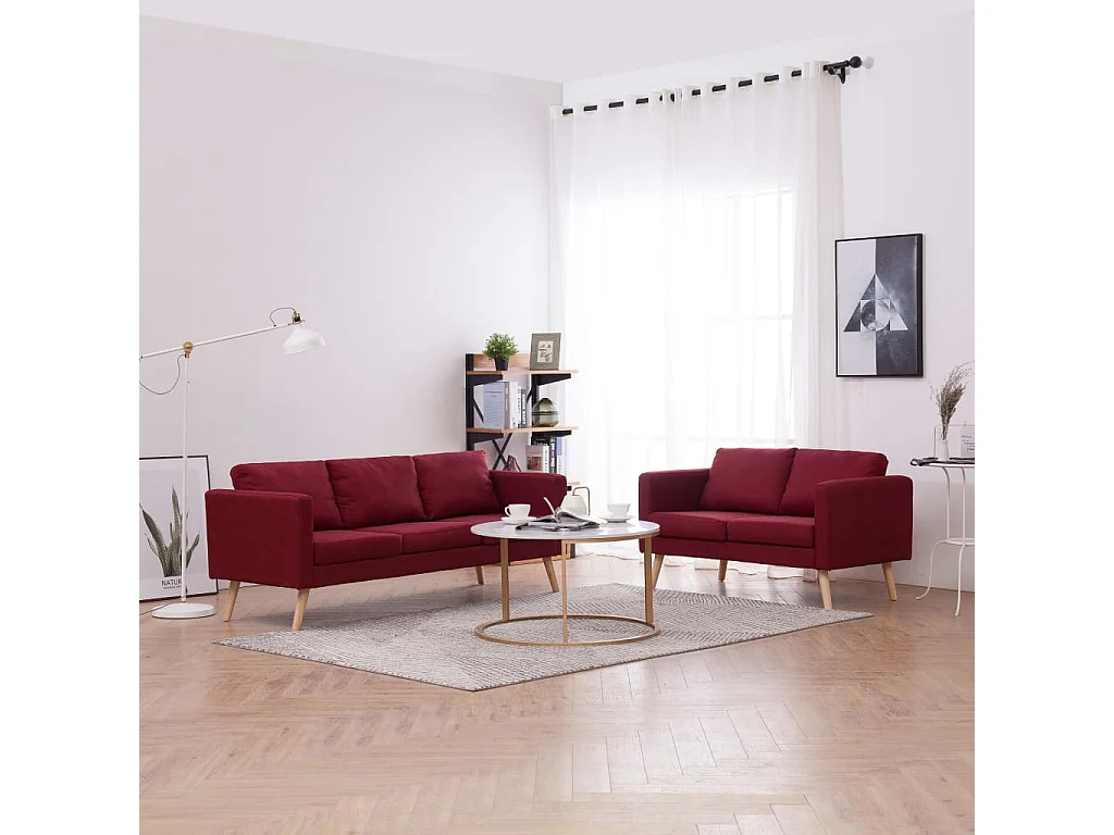 Ensemble de canapé 2 pcs Tissu Rouge bordeaux