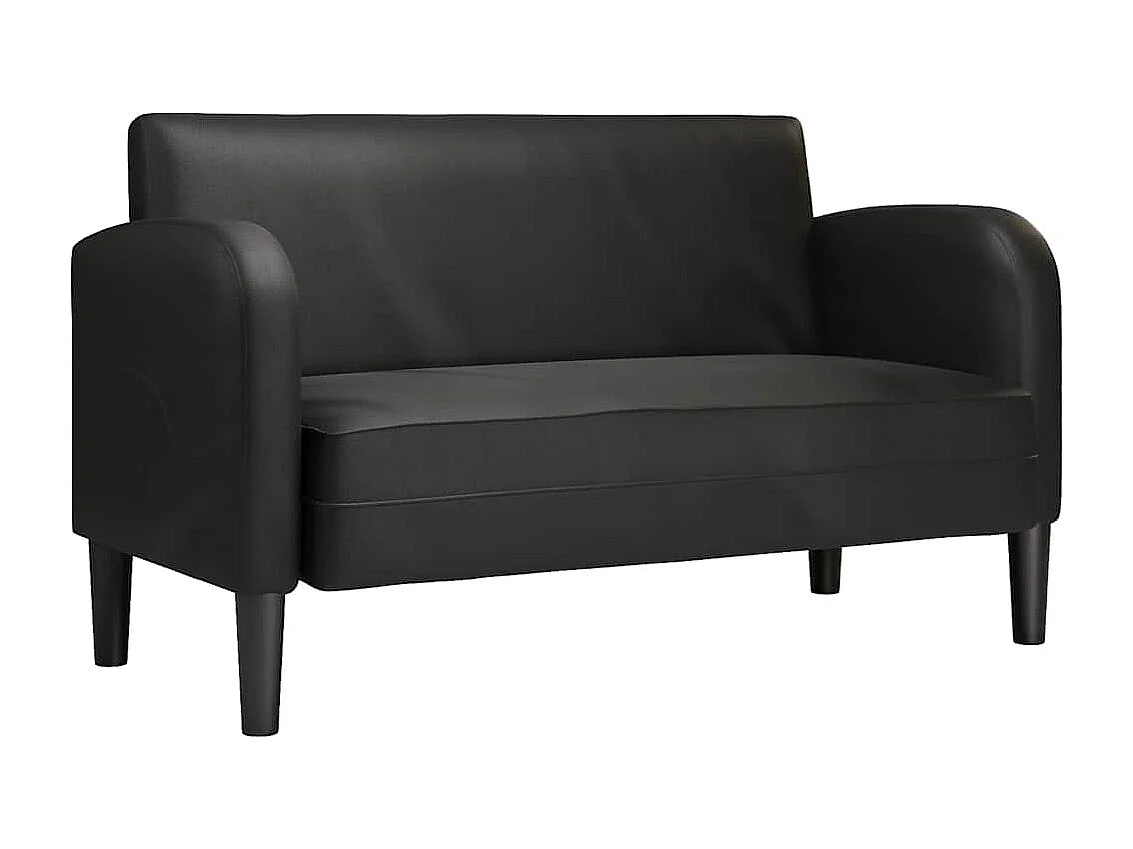 Divano a due posti in similpelle nero da 110 cm
