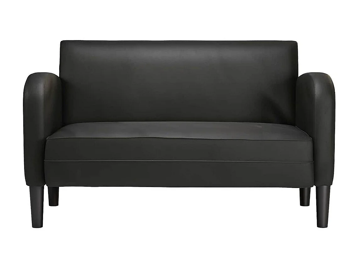 Divano a due posti in similpelle nero da 110 cm