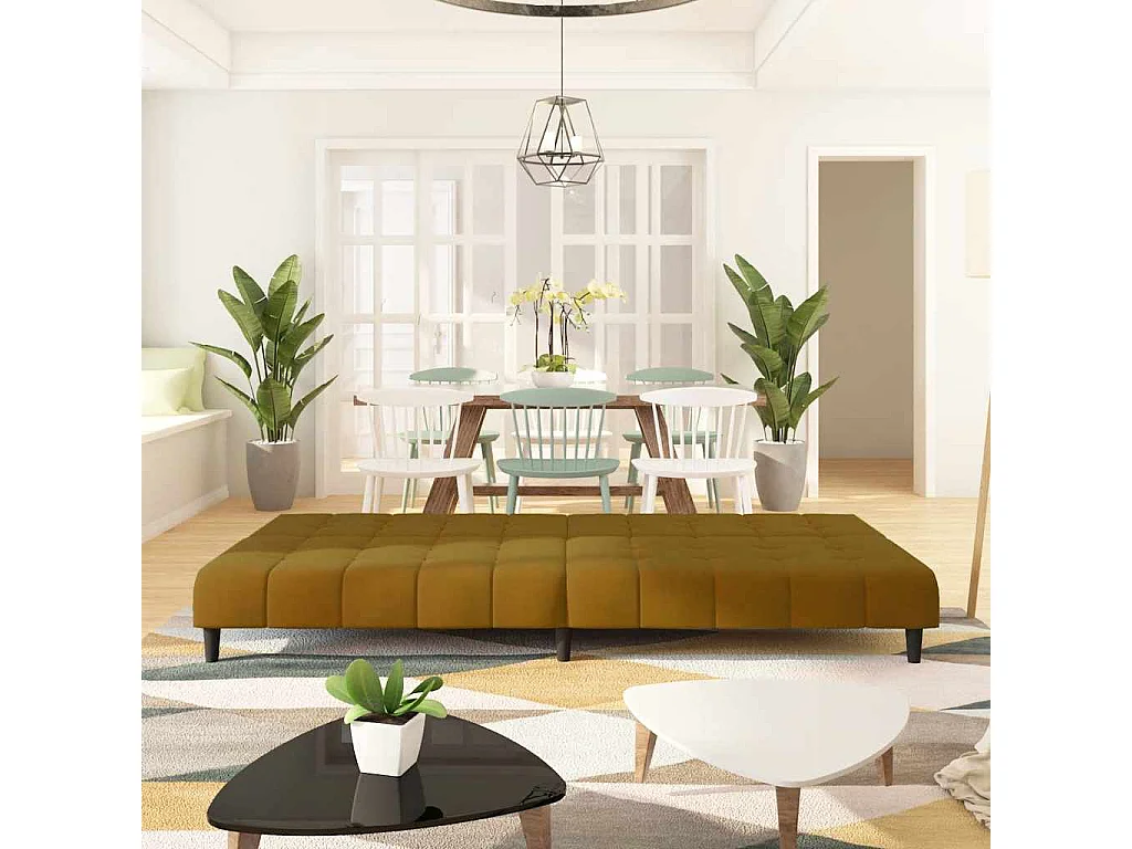 Bruine fluwelen 2-zits slaapbank