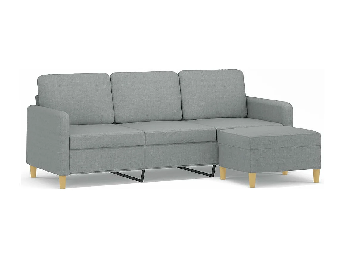 3-Sitzer-Sofa mit Fußstütze Hellgrau 180 cm Stoff
