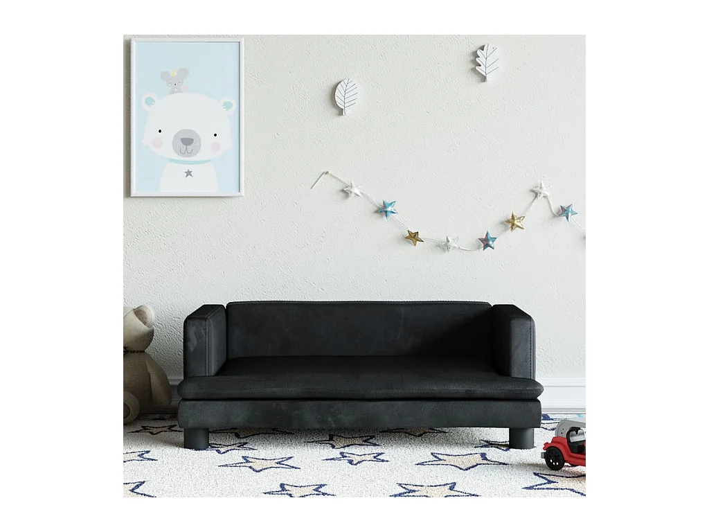 Canapé pour enfants noir 80x45x30 cm velours