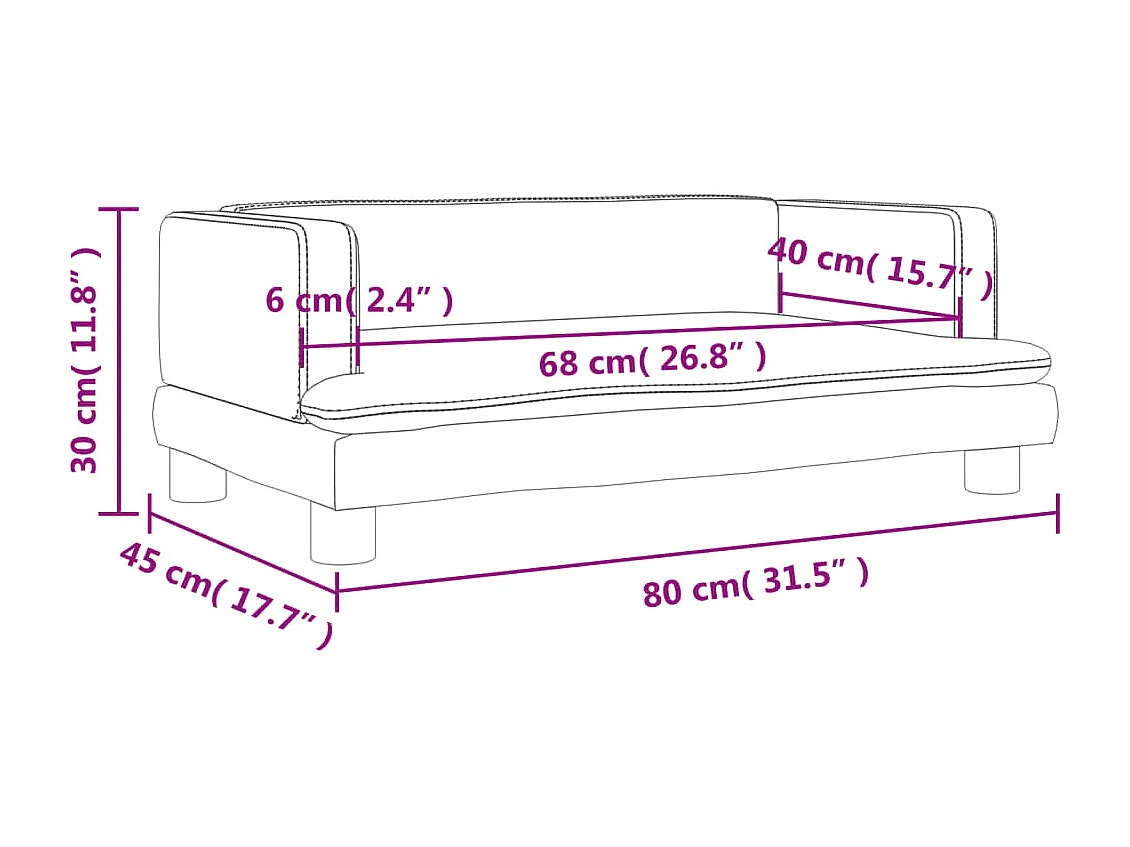 Kinderbank zwart 80x45x30 cm fluweel