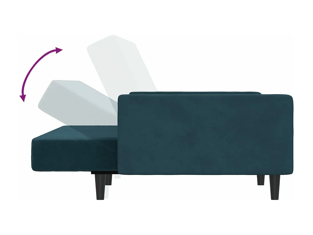 Canapé-lit à 2 places Bleu Velours