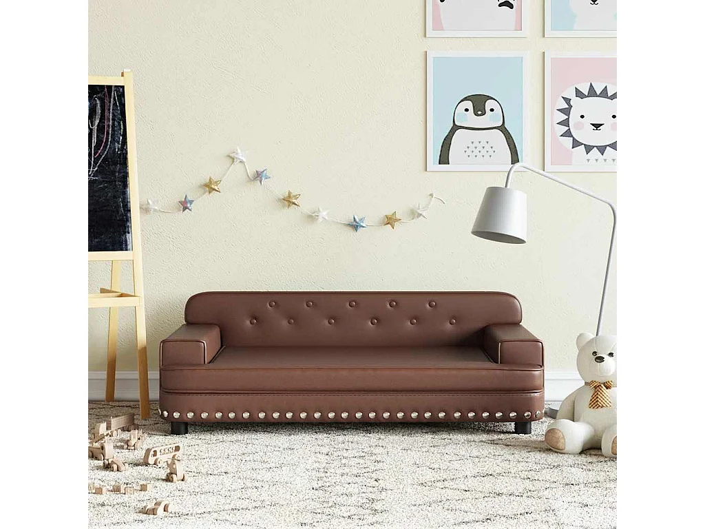 Bruine kinderbank 90x53x30 cm imitatieleer