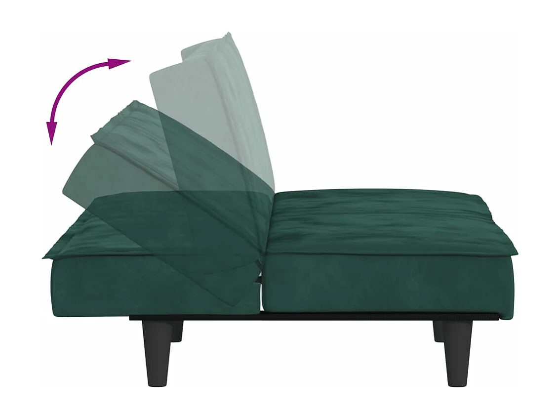 Sofá-cama de veludo verde escuro
