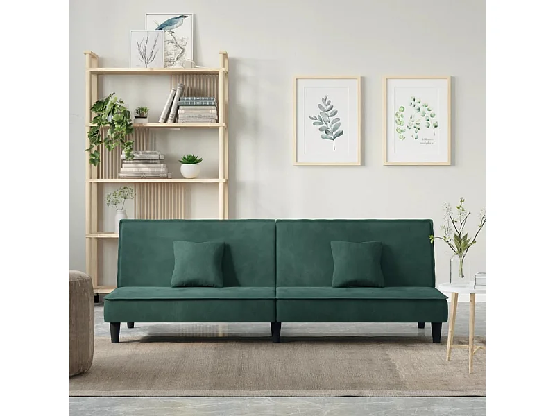 Divano letto in velluto verde scuro