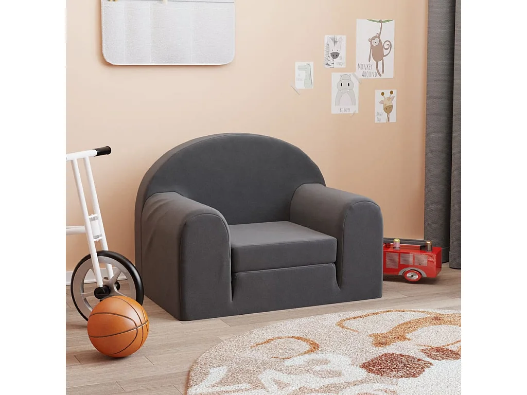 Canapé-lit pour enfants anthracite peluche douce