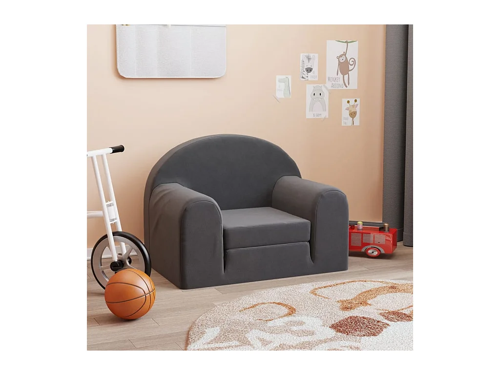 Canapé-lit pour enfants anthracite peluche douce