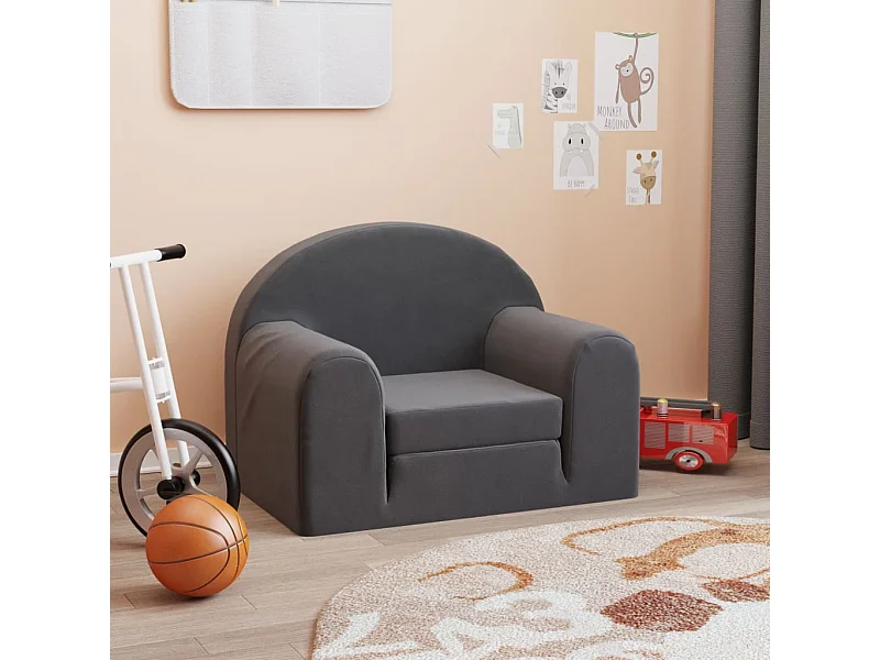 Canapé-lit pour enfants anthracite peluche douce