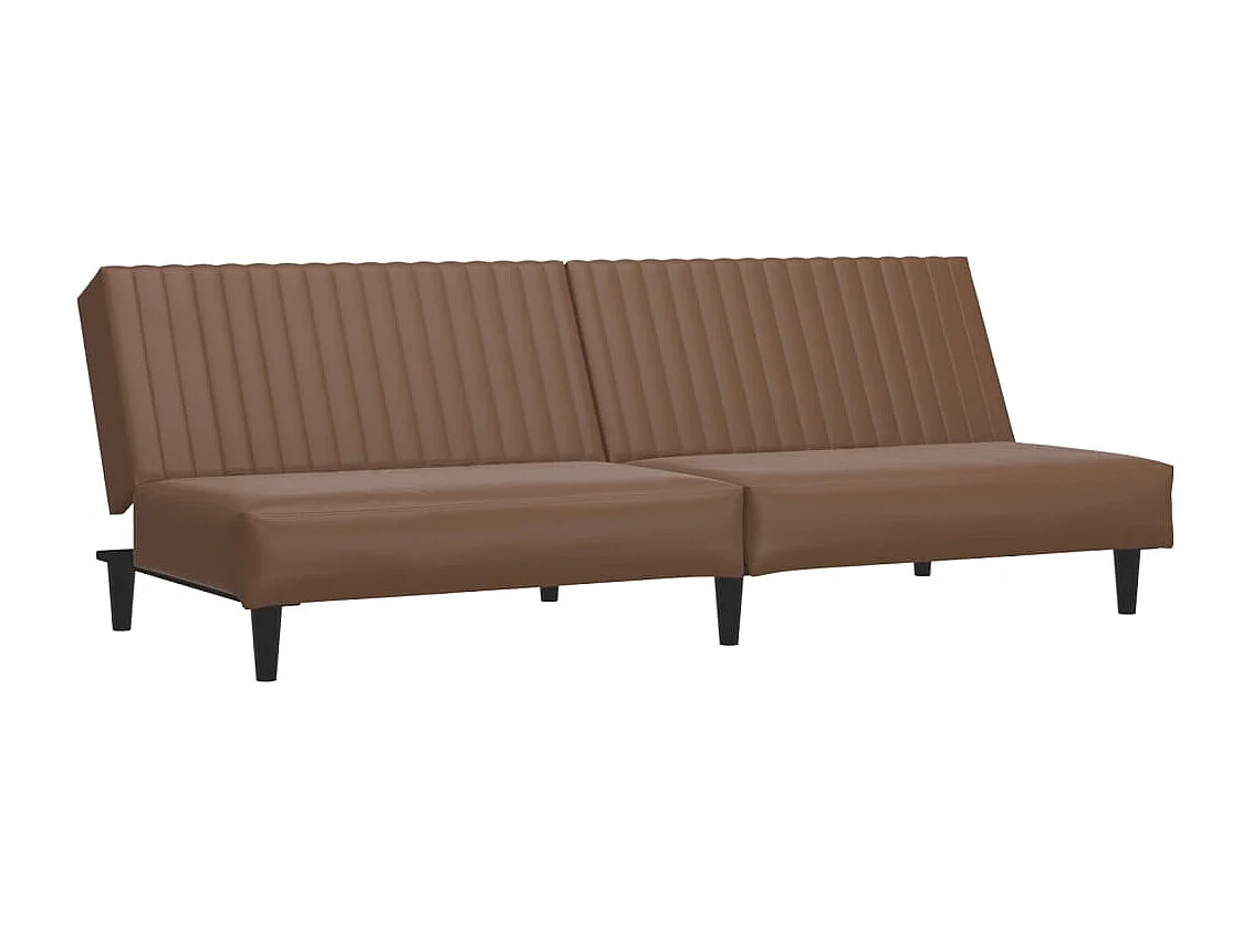 Sofá cama de 2 plazas de piel sintética marrón
