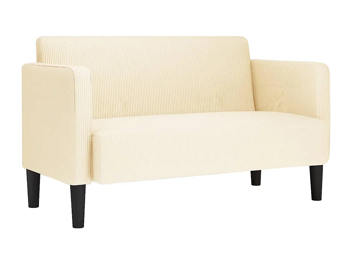 Divano a due posti color crema 109 cm tessuto velluto a coste