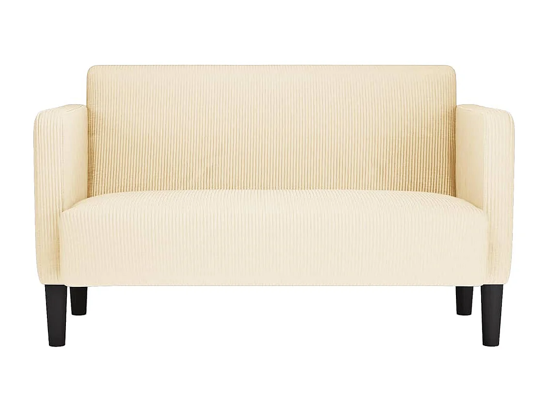 Divano a due posti color crema 109 cm tessuto velluto a coste